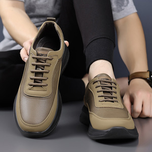 Zapatos Casuales de Hombre con Cordones de Cuero, Punta Redonda, Entresuela Antideslizante de EVA, Forro de PU, Suela de Goma, Zapatos Cómodos para Caminar en Otoño - Product Image 2