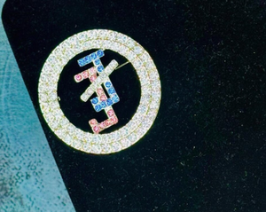 Spilla personalizzata con strass rosa e blu, modello Crystal Interlocking JJ Brooch <span class=keywords><strong>Jack</strong></span> <span class=keywords><strong>and</strong></span> <span class=keywords><strong>Jill</strong></span> of America Greek, 2,25 pollici - Product Image 5