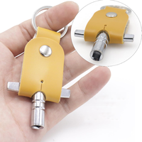 Étui porte-clés en cuir PU pour clé de batterie, support de clé de réglage de batterie en acier inoxydable avec anneau, accessoires de réglage de batterie en forme de T