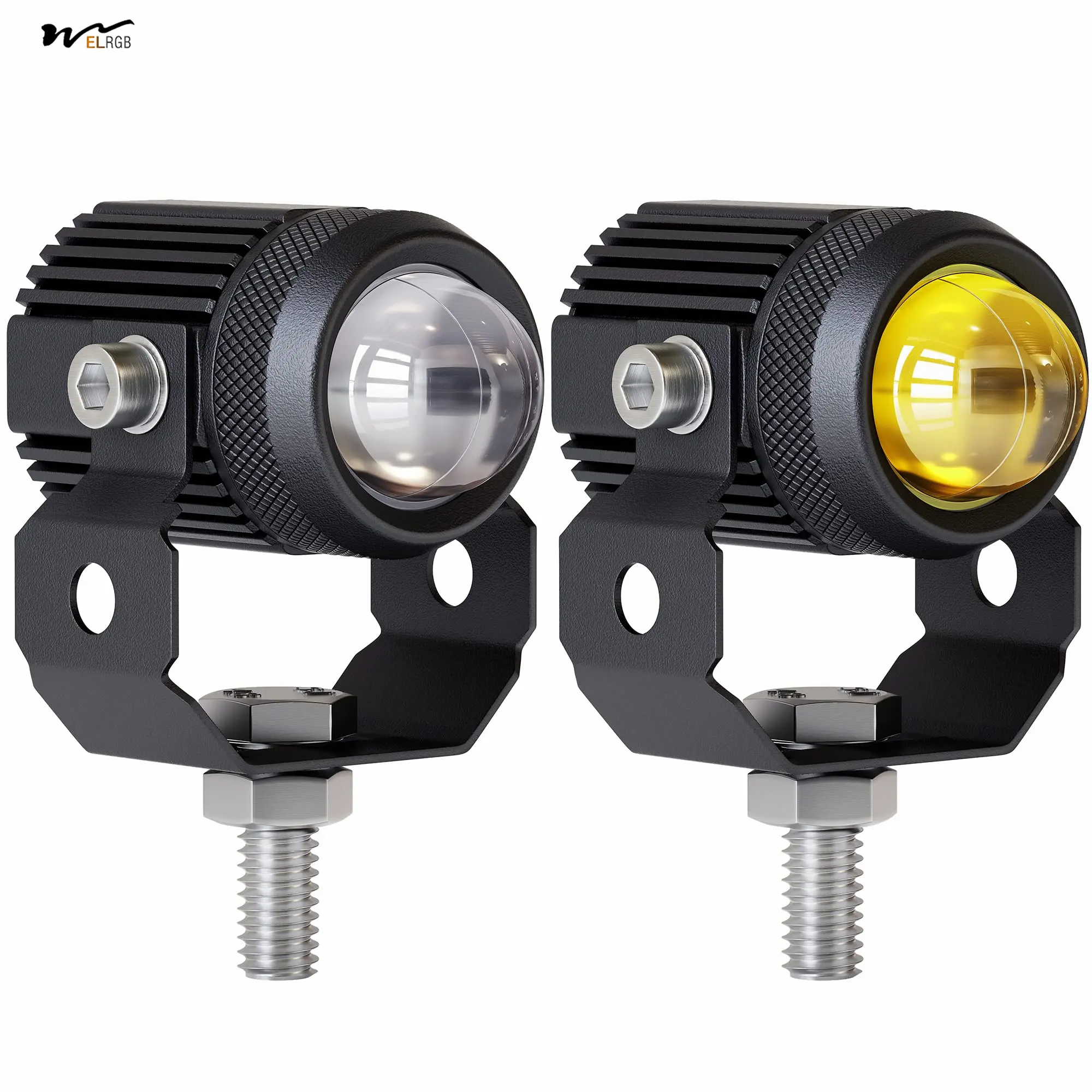 Lampu kabut berkendara LED sepeda motor, lampu proyeksi pod LED putih dan amber 1.3 inci sorot tambahan