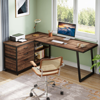 Bureau d'angle en forme de L Tribesigns de 53 pouces, bureau d'ordinateur d'angle réversible avec 3 tiroirs de classement et 2 étagères de rangement