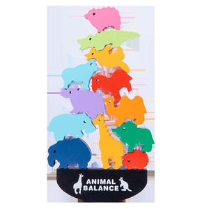 Balançoire <span class=keywords><strong>en</strong></span> <span class=keywords><strong>bois</strong></span> Animaux de la forêt et Dinosaures marins, Blocs d'empilage sensoriels pour bébé, Jeu de société éducatif, Unisexe, 4-6 ans - Product Image 5