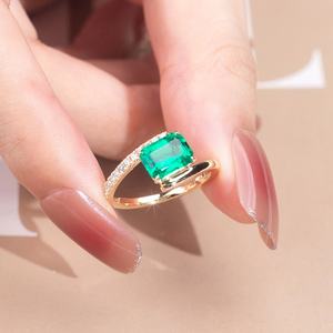 Anillo de Esmeraldas de Oro Amarillo Macizo de 18K, Joyería Messi MSR-1159 - Product Image 4