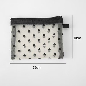 Bolsas de cosméticos de malla con forma de corazón para mujer, Mini bolsas de malla con cremallera, bolsas organizadoras portátiles, bolsos de maquillaje, accesorios de viaje - Product Image 6