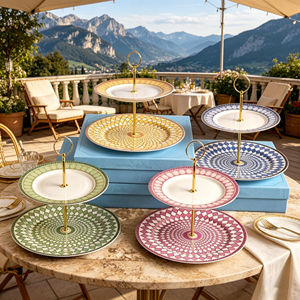 Juego de Vajilla Redonda de Porcelana Fina Verde de Lujo Europeo de 2 Capas con Kit de Tazas para Hogar, Oficina y Bodas - Product Image 4