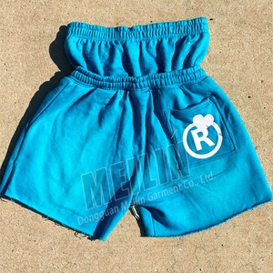 Custom Manufacturer Summer High Wais Sun Faded <b>Shorts</b> French Terry Baggy Distress <b>Patch</b> Rhinestone Double Waisted <b>Shorts</b> - Product Image 3