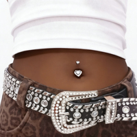 Bestseller 316L Edelstahl Zirkon 18K Vergoldete Hochzeits-Herz-Flügel Bauchnabelringe Bauchschmuck für Frauen
