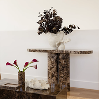 Meubles KUMUSI Table console haute moderne en marbre brun Dark_Emperado Pierre naturelle pour salon