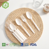 Prix d'usine – Ensemble de couverts jetables pour le camping (6 et 7 pouces) avec fourchette, couteau, cuillère et serviette – OEM, biodégradable, en amidon de maïs