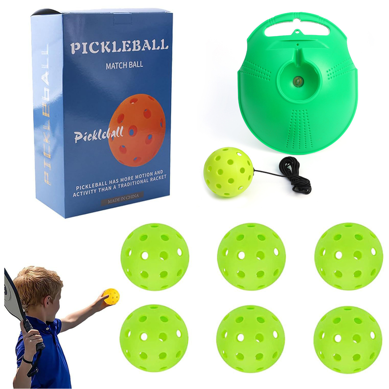 High Elastic PE 40-Hole Pickleball Set for Beginners Single Trainer and for Peak Ball for Practice Equipment