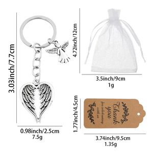 Chaveiro Vintage Anjo da Guarda com Asas em Formato de Coração para Mulheres e Homens, Acessório de Bolsa, Joia, Presente - Product Image 2