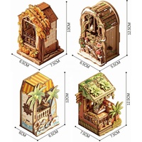 Scènes miniatures en bois de balcons dans les quatre saisons, modèle de puzzle 3D, kit de construction de maison en bois éducatif DIY pour ornements