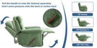 Canapé inclinable massant extensible en bois moderne avec fauteuil pivotant en tissu pour adultes