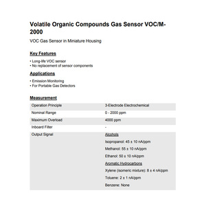 Capteur de gaz VOC Membrapor VOC M2000 à 3 électrodes électrochimiques pour la surveillance des émissions et les détecteurs portables - Product Image 1