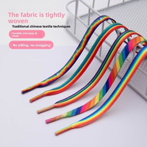 Lacets plats 8 mm à rayures dégradées six couleurs pour chaussures de sport et décontractées, modèle 154, vente en gros transfrontalière - Product Image 2