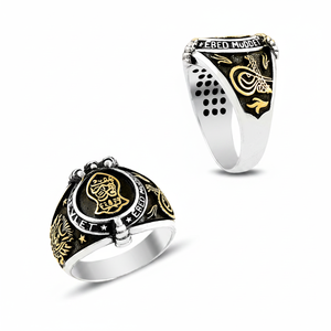925K Sterling <b>Silver</b> Art Nalain Shareef Ottoman Tugra Ottoman Coat of Arms Claws <b>Men</b> <b>Ring</b> - Product Image 2