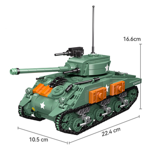 740 pièces M4 <span class=keywords><strong>Sherman</strong></span> réservoir modèle Kit 1/32 échelle en plastique construction jouets enfant amical armée bloc de construction ensemble tigre réservoir Mini brique ensemble - Product Image 2