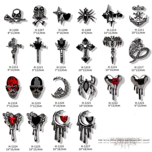 Hot Diablo estilo 3D liga crânio prego amuleto Halloween aranha amor unhas acessórios jóias do prego