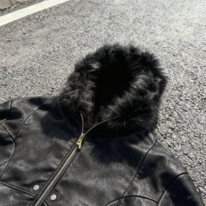 メンズ用 カスタムメイド 100%コットン ファーフーディー、取り外し可能なフェイクファー付き、カスタマイズ ジップアップ ヘビーウェイト 500gsm ダメージ加工 フェイクファー パーカー - Product Image 5