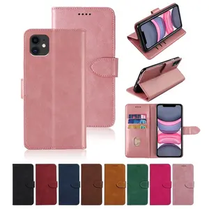 Sarung ponsel dompet kulit tutup lipat untuk iPhone 15 14 Plus 13 12 11 Pro Max Galaxy S22 S21 S20 S23 S24 Ultra