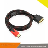 Pour vers DVI haute définition 4K câble 1.5m adaptateur audio TV interchangeable rouge noir maille tressée veste en PVC