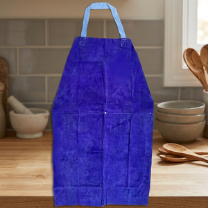 Bib <b>Apron</b> Velvet Blue Plain Style Soft Without Pockets For Daily Cooking Use - Product Image 1