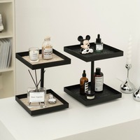 Rangement à domicile, bureau, acier inoxydable, rotatif, multifonctionnel, double couche, étagère de rangement pour cosmétiques, bijoux, parfum, rouge à lèvres