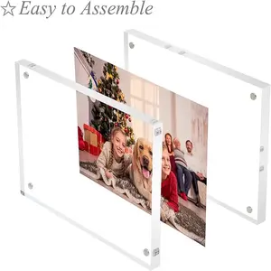 Winfeier akrilik resim çerçevesi 5x7 temizle çift taraflı akrilik fotoğraf çerçevesi aile için en iyi hediye, bebek, arkadaş