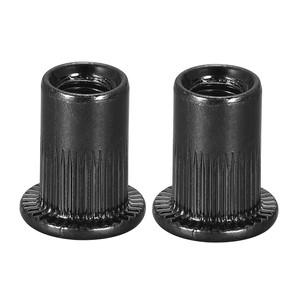 Rivets aveugles à tête plate en acier au carbone/acier inoxydable 304 avec placage zinc noir, écrous à insertion métriques moletés M3-M12 - Product Image 2