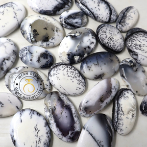 Opalines dendritiques sélectionnées, cabochons en pierres semi-précieuses naturelles pour bijoux, pendentifs en opalines dendritiques pour la création de bijoux. - Product Image 3