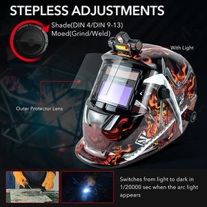 Casco de Soldadura con Oscurecimiento Automático TRQ Solar, Estado Oscuro Ajustable (<span class=keywords><strong>DIN9</strong></span>~<span class=keywords><strong>13</strong></span>), Respuesta Rápida (Tiempo de Conmutación de 0.15ms), Patrones Personalizables - Product Image 5