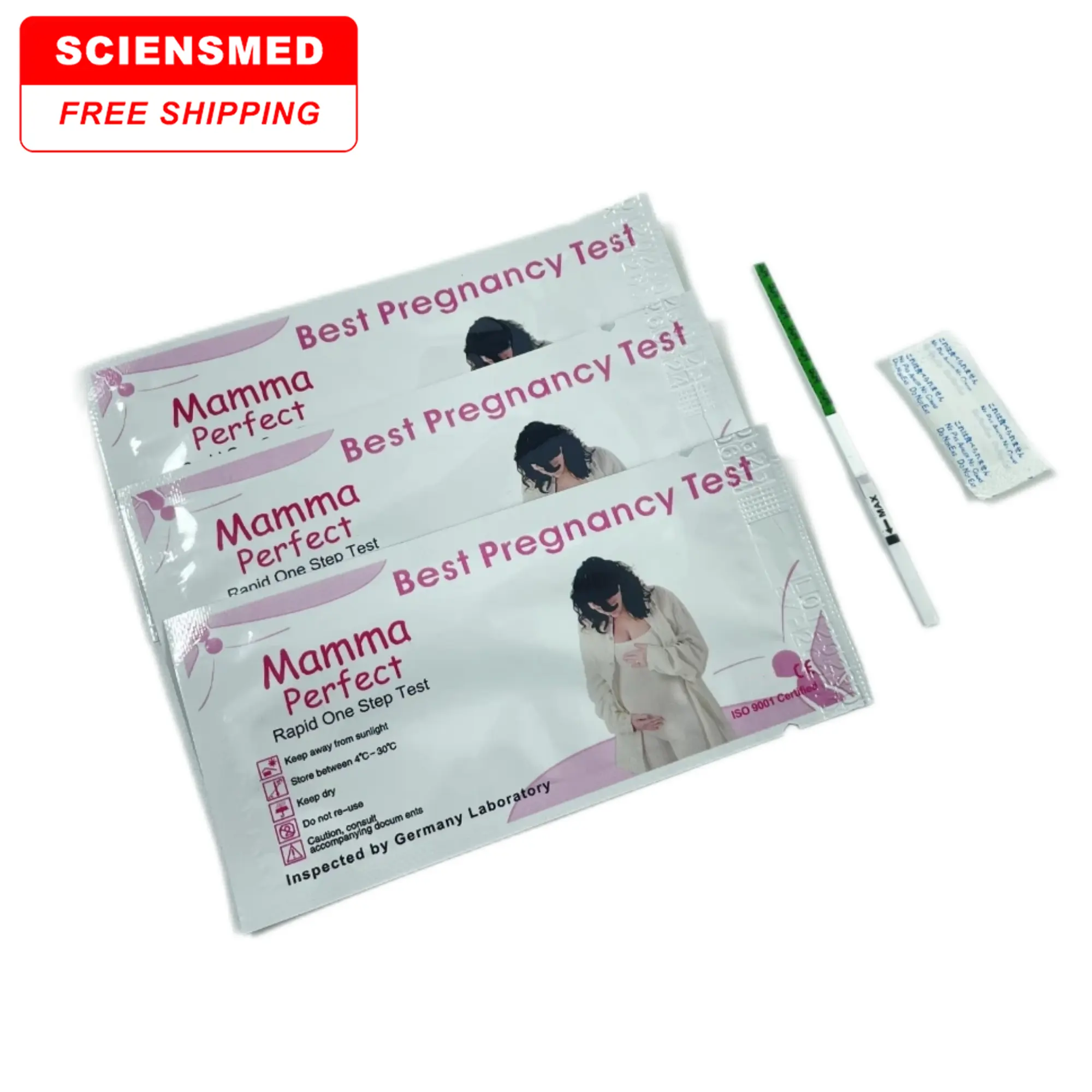 Livraison gratuite homologation CE ISO bandelette de test de grossesse à détection rapide HCG haute sensibilité
