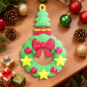 Ghirlanda Natalizia Stampata in 3D, Ornamento Pendente con Fiocco e Stella, Decorazione per Albero di Natale, Regalo per Porta d'Ingresso e Parete - Product Image 4