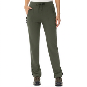 Pantalones de Mujer Color Verde Oliva con Cordón Ajustable, Bolsillos con Cremallera y Puños Elásticos - Product Image 1