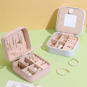 Wholesale Pu <b>Leather</b> Jewelry <b>Organiser</b> Box Travel Portable Mini Jewelry Set Box - Product Image 1