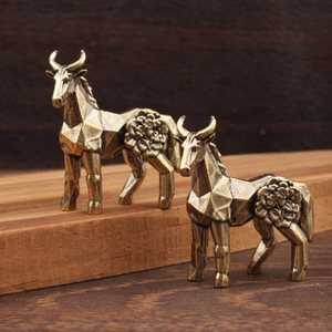 Brass Geometric Horse <b>Ornament</b> With Plum Blossom Design For Home Decoration Chinese New Year Gift - Product Image 1