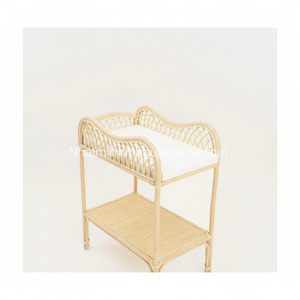 Table à langer en rotin naturel, respirante et robuste, avec porte-couches et porte-serviettes - Product Image 1