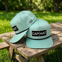 Gorra de Golf de 5 Paneles de Alta Calidad, de Goma y PVC, con Logotipo, Impermeable, con Orificios Cortados con Láser, Gorras Deportivas de Béisbol de 5 Paneles, Gorras Personalizadas con Cuerda