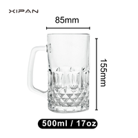 Lot de Verres à Bière 500ml/16oz, Vente en Gros, Logo Personnalisé, Verres à Bière de Type Pilsner et Pint pour Hommes, Verrerie de Bar Transparente