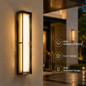 โคมไฟติดผนังภายนอกแบบโมเดิร์น 24W IP65 กันน้ำ ไฟ LED อะคริลิค แสงวอร์มไวท์ รูปทรงเส้นตรง สำหรับสวน ระเบียง ภายนอกอาคาร - Product Image 4