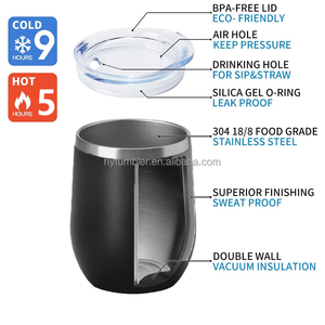 Biểu Tượng Tùy Chỉnh Đôi Tường 12Oz Hình Dạng Trứng Chân Không Cách Nhiệt Du Lịch Cốc Thép Không Gỉ Rượu Vang Cốc Với Nắp Và Rơm Cà Phê Bia - Product Image 3