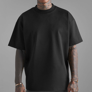Premium Round Neck Cotton Tee Shirt Manufacturer Heavy <b>Weight</b> <b>Blank</b> Boxy T Shirt Black Drop Shoulder Oversized T-shirts - Product Image 3