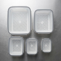 Lot de 5 boîtes de conservation hermétiques pour fruits et légumes avec passoire amovible pour l'organisation des produits frais
