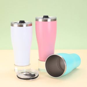 Gobelet isotherme incurvé en acier inoxydable à double paroi, 20oz 30oz, revêtement poudré dégradé avec couvercle - Product Image 1