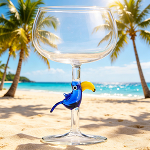 Copa de Vino Transparente 3D con Diseño de Loro Azul, Hecha a Mano y Personalizada al por Mayor, para Decoración de Bar en Casa - Product Image 3