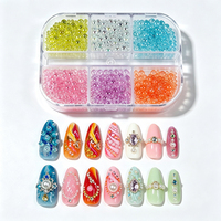 6 Grilles de Perles à Ongles Sirène Effet Bulle, Breloques pour Ongles, Tailles Mixtes, Gouttes d'Eau Colorées, Décorations Nail Art Caviar, Petites Billes Rondes pour Manucure