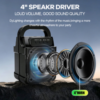 Haut-parleur portable Bluetooth de 4 pouces, haut-parleur karaoké avec microphone filaire, lumière RGB, TWS, USB, TF, FM, AUX, haut-parleur d'extérieur