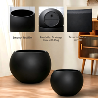 Pots en plastique de qualité supérieure pour la maison et le jardin, utilisation intérieure/extérieure, légers, durables, incassables, couleur personnalisée, design lisse, sculptés à la main