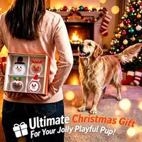 Jouet à mâcher pour chien de Noël, balle TPR à picots avec motifs Père Noël, Bonhomme de neige, Renne et Pudding, jouet interactif pour les dents molaires