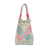 Sac seau tricoté mignon style dessin animé, fait main, avec boucle anneau tressée, sac à poignet grande capacité pour femmes et filles
